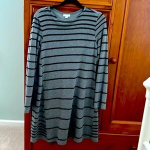JJill black and gray striped dress.  Size Small